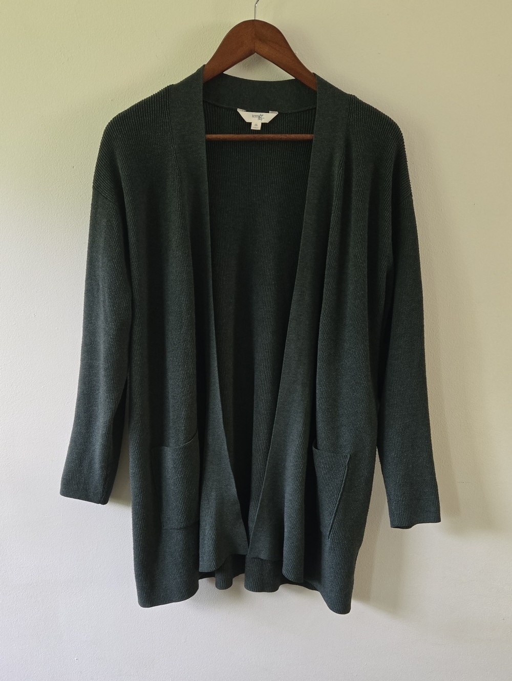 Ribbed Open Front Cardigan Green XL (14W)
